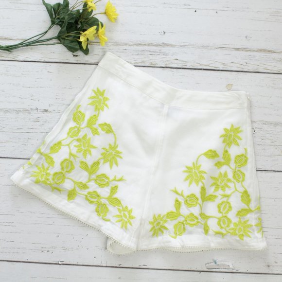 Topshop HR Neon Floral Embroidered Chiffon Shorts 2 - Picture 1 of 8